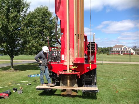 3. Finish the well. Once the well is drilled, casing is inserted to prevent the water from wearing away and being contaminated by the sides of the well. This casing is usually narrower in diameter than the well hole itself. The most common type for domestic installations is 6 inches (15 cm) in size.. 