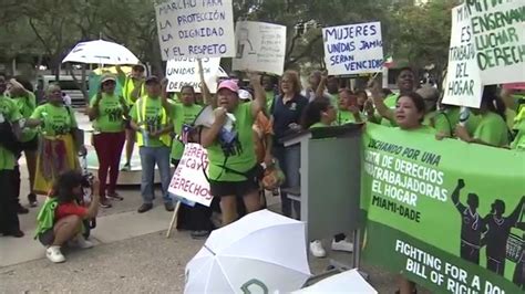 Domestic workers demand labor protections at rally held in downtown Miami