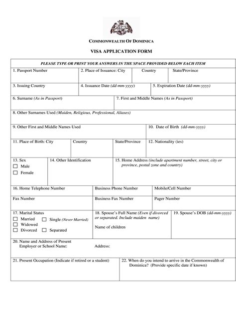 Dominican Republic Visa Application Form Fill Out and Sign Printable