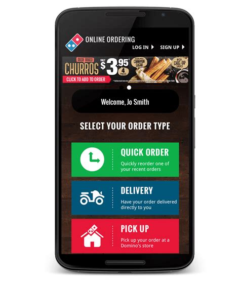 Domino's mobile app. The Domino’s app is the quickest and easiest way to get your Domino’s order — always freshly prepared and made using fresh ingredients. Scroll through our easy-order menu and treat yourself on takeaway night. Pick an all-time favourite (like the Pepperoni Passion), discover a new pizza (like the Vegan-Friendly Chick-Ain’t), design your ... 