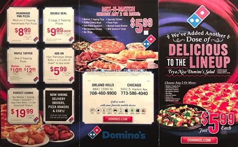Order Dominos online for delivery or carryout. Menu has delicious pizzas, chicken, dessert, and drinks.. 