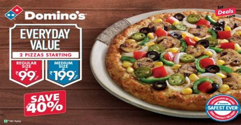 Domino pizza deals. Not valid with any other coupon or offer. *The displayed prices are local prices at your selected store only. $2 Half ’n’ Half surcharge for Large Pizzas. Half ‘n’ Half not available for Vegan Cheese Pizzas or Gluten Free Pizzas. $2.99 extra for Gluten Free Sourdough Crust. $2.99 extra for Vegan Cheese on Large Pizzas. 
