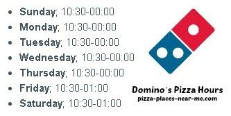 Dominos hours on sunday. Look: Baskin Robbins Hours. What Are Domino’s Pizza’s Easter Hours? On Easter, Domino’s Pizza will open its doors at 10:30 am and close at 1:00 am. In 2022, some locations may operate on reduced hours during Easter Sunday. Domino’s Pizza’s Memorial Day Hours. Domino’s Pizza stores open on Memorial Day from 10:30 am to 1:00 am. 