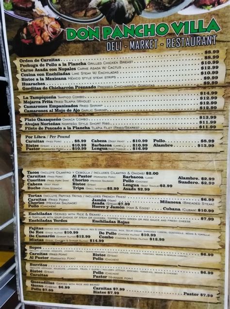Don pancho villa restaurant & market menu. Things To Know About Don pancho villa restaurant & market menu. 