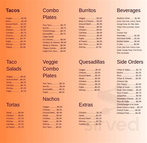 Don taco carbondale menu. Don Sol, 715 N Giant City Rd, Carbondale, IL 62901, Mon - 11:00 am - 9:30 pm, Tue - 11:00 am - 9:30 pm, Wed - 11:00 am - 9:30 pm, Thu - 11:00 am - 9:30 pm, Fri - 11: ... 