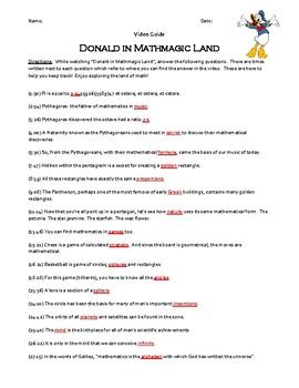 Donald In Mathmagic Land Worksheet Pdf Answer Key Worksheet QA