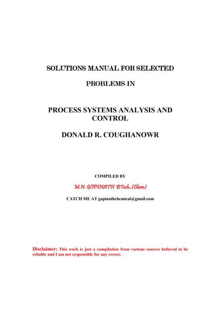 Donald r coughanowr solution manual 2 teil. - Honda ex 4500 generator service manual.