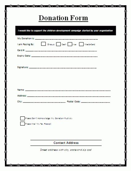 Donation Form Template Doc Master Template