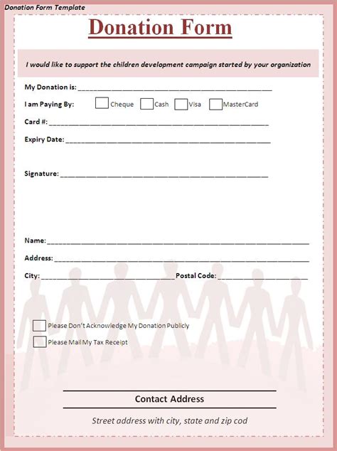 Donation Form Template for Word