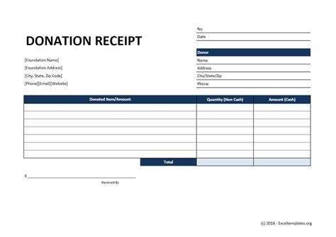Donation Receipt Template Excel Templates