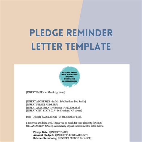Donation Reminder Letter Pledge Reminder Template