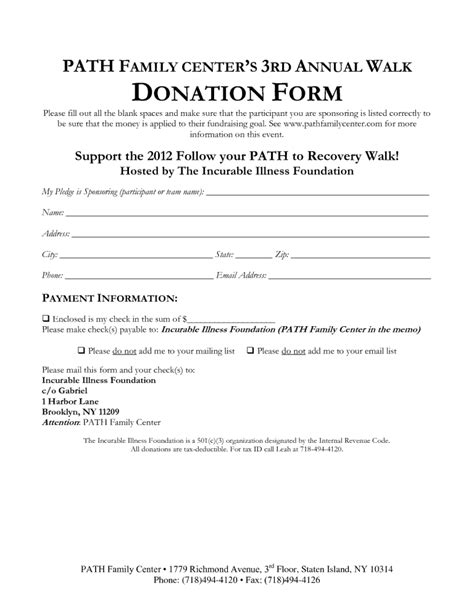 Donation Sheet Template Word