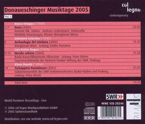 Donaueschinger musiktage, 2005: programm 14. - Free tabe test study guide online.