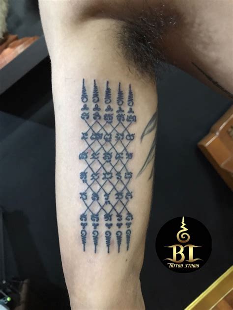 Done traditional Thai sak yant hand poke tattoo by