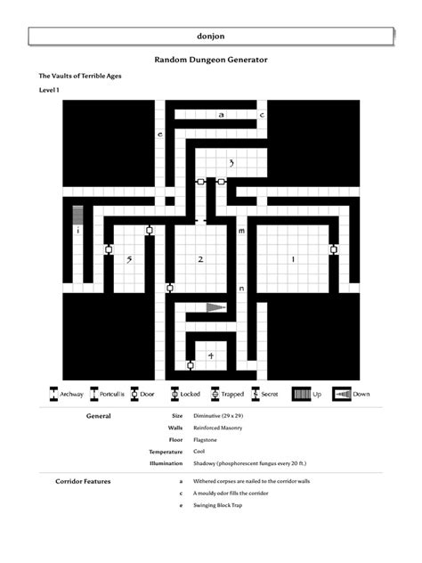 Donjon horde generator.  Generate a dungeon with random features, monsters, and traps Generate a...