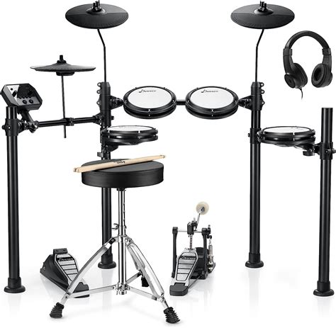 Donner ded-95. DED-70 electric drum set suitable for children aged 4-14, coming with 12 drum kits, 68 sounds, and 10 demo songs, it samples acoustic drum sounds. Listening and learning, cultivate children's sense of music. 【Complete Electric Drum Set】. Includes 4 x 6" mesh electronic drum set heads, 3 x 8" rubber cymbal pad with full … 