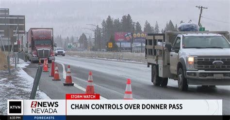 Donner pass chain up.  Chain controls are likely.  Dec 24, 2024 · SR 20...