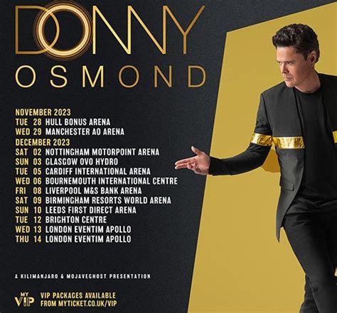 View average setlists, openers, closers and encores of Donny Osmond for the tour UK Tour 2023!. 