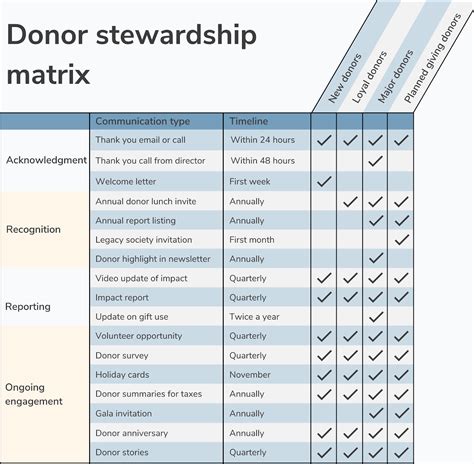 Donor Stewardship Plan Example