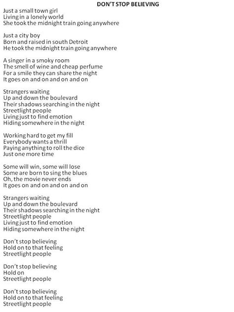 Dont stop believing lyrics. Things To Know About Dont stop believing lyrics. 