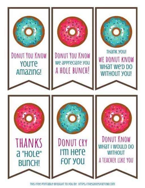 Donut Gift Tags Free Printables For Teacher Gift Ideas