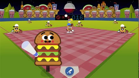 The newest Google Doodle lets you play baseball, that classic American pastime, with a bunch of "characters" based on our nation's favorite foods. They include a hot dog ("H-Dog"), popcorn.... 