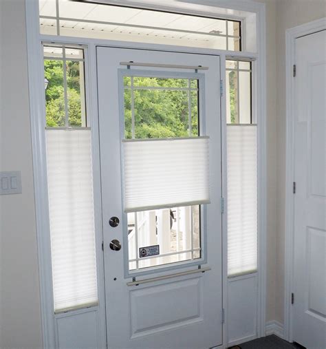 Door window coverings. Best for: Large floor-to-ceiling windows and patio doors. Vertical blinds, Barash says, "are a smart choice for larger spaces, such as a floor-to-ceiling window in a living room or a sliding glass door overlooking a patio ." She adds, "While wood blinds are oriented parallel to the floor, vertical blinds are elongated, making a room feel larger ... 