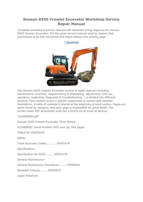 Doosan Excavator Service Manual - The Repair Manual