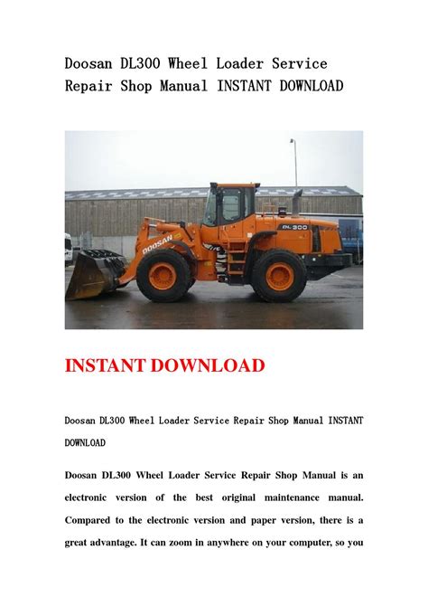 Doosan dl300 wheel loader service shop repair manual. - Manual del generador eléctrico de chicago.