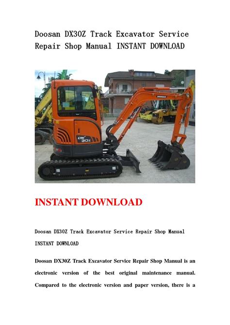 Doosan dx30z track excavator service repair workshop manual. - Bmw 540i e34 manual de taller.