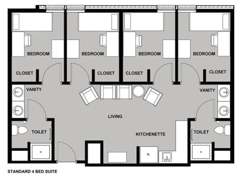 Dorm room floor plan. Paired bedrooms that share bathroom. Starting at $10,065 per academic year. Starting at $1,118 per month. Single rooms. May share bathroom with suitemate, floor wing or floor. Starting at $9,035 per academic year. Starting at $1,004 per month. Download a summary of undergraduate housing rates for the 2023–24 academic year (PDF) 