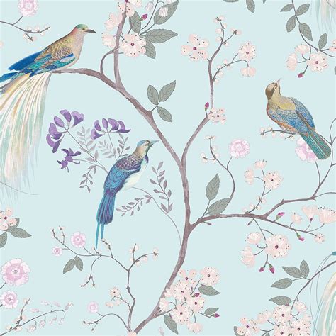 Dorma Maiya Duck-Egg Wallpaper Dunelm