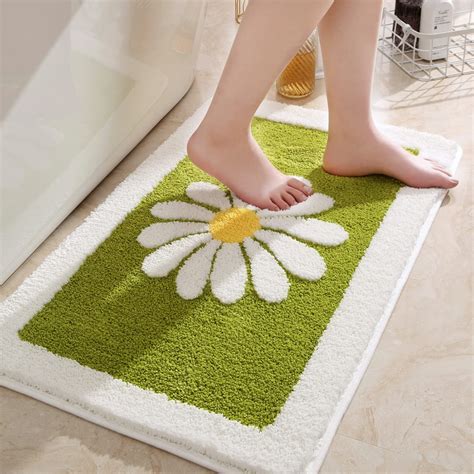 Dorruger Bathroom Rugs Mat, White Flower Bath Rugs Fluffy Soft ...