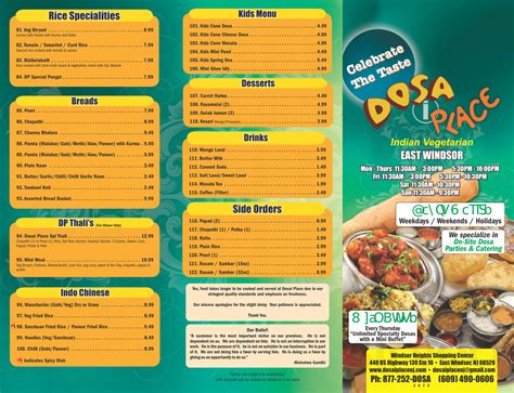 Dosa Grill menu in East Windsor, New Jersey, USA