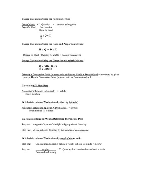 Dosage Calculation Basic Guidelines to Rounding Formulas Dosage