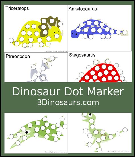 Dot Marker the Pattern Printables 3 Dinosaurs