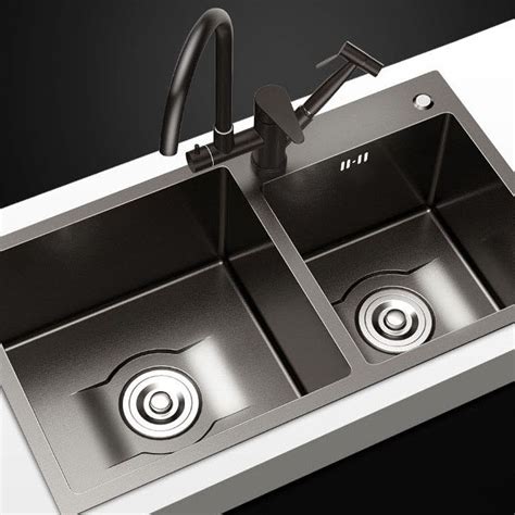 Double Bowl Kitchen Sink, L Corner Nano Stainless Steel Sink, …