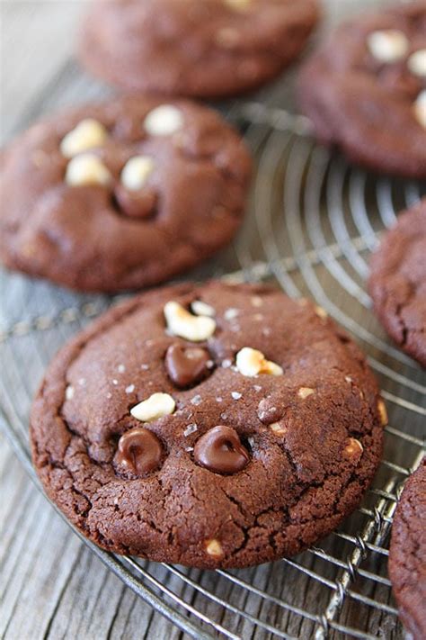 Double Chocolate Hazelnut Cookies with Sea Salt - Two Peas & Their Pod