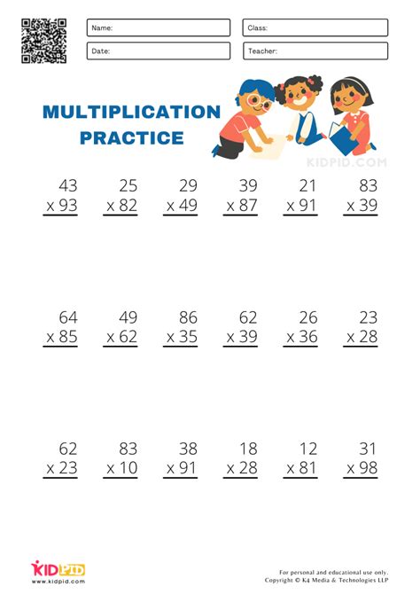 Double Digit Multiplication Practice Worksheets for Kids Kidpid