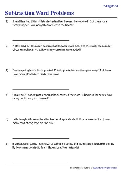 Double Digit Subtraction with Regrouping Task Cards, Word Problems