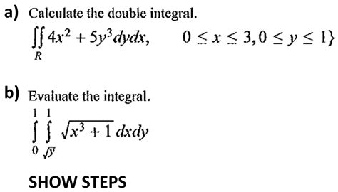 Double Integral calculator with Steps & Solver