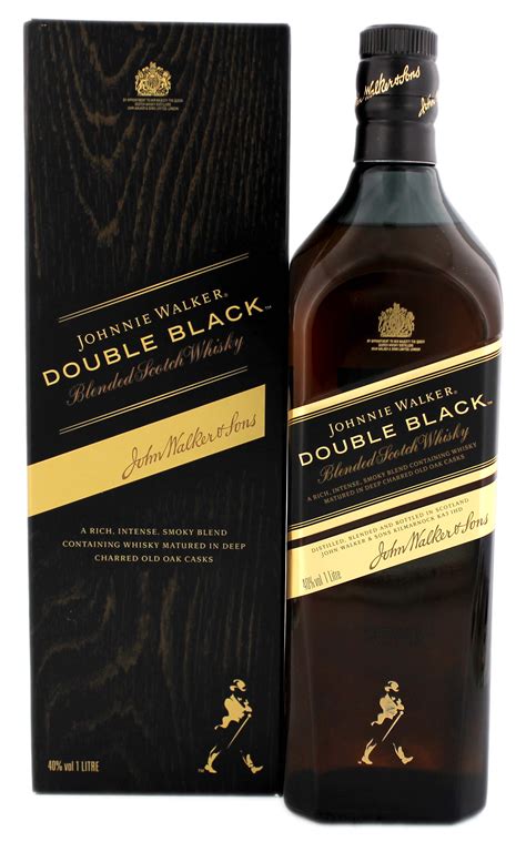 Double black label. Details. Johnnie Walker Double Black is inspired by the iconic flavours of Johnnie Walker Black Label and turns them up to create a blend of unprecedented intensity. Strongly influenced by powerful West Coast and Island whiskies, Johnnie Walker Double Black is best enjoyed with water to unlock its complex layers of smouldering spice and smoke. 