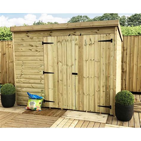 Double door shed. Description. This 6 x 2.6ft Overlap Pent Store is design to be the perfect solution for those who require tall storage without taking up too much of the garden. 