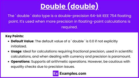 Double max value.  The double data type is a 64-bit floating-point number, which allows fo...
