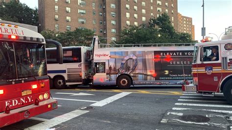 Double-decker bus collision with second bus in Manhattan sends 18 people to hospitals