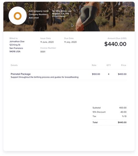 Doula Invoice Template