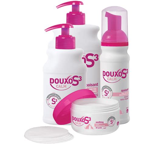 Douxo - DOUXO ® S3 CALM helps helps to soothe irritated and itchy skin. It also helps to maintain the skin's ecosystem. It also helps to maintain the skin's ecosystem. DOUXO ® S3 CALM shampoo and mousse protocol has been clinically proven to decrease itching and skin irritation in as little as 7 days, with best results seen after 21 days. 1 