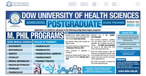 Dow University of Health Sciences 2024-23: Admissions, Fees