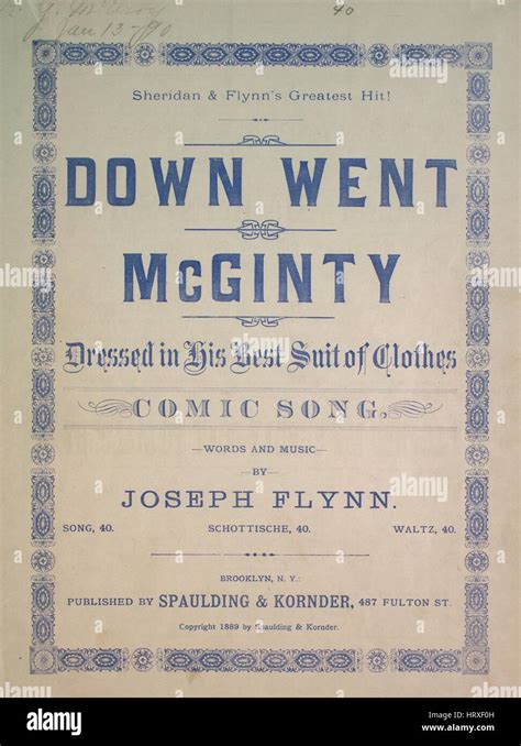 Down Went McGinty – Sheet Music Singer