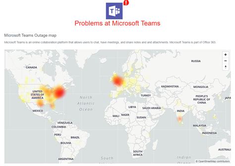 Microsoft Teams is part of Office 365. This heat map shows where user-submitted problem reports are concentrated over the past 24 hours. It is common for some problems to be reported throughout the day. Downdetector only reports an incident when the number of problem reports is significantly higher than the typical volume for that time of day.